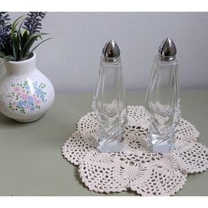 Vintage Crystal Salt and Pepper Shakers Set | Art Deco Style Cut Glass
